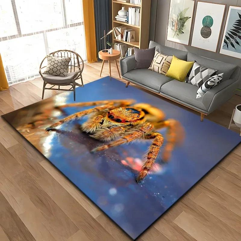 3D Spinne Krabbeln Tier Teppich Halloween Horror Matte Süßes oder Saures Teppiche Teenager Schlafzimmer Bodenmatte Festival Heimdeko Fußmatte