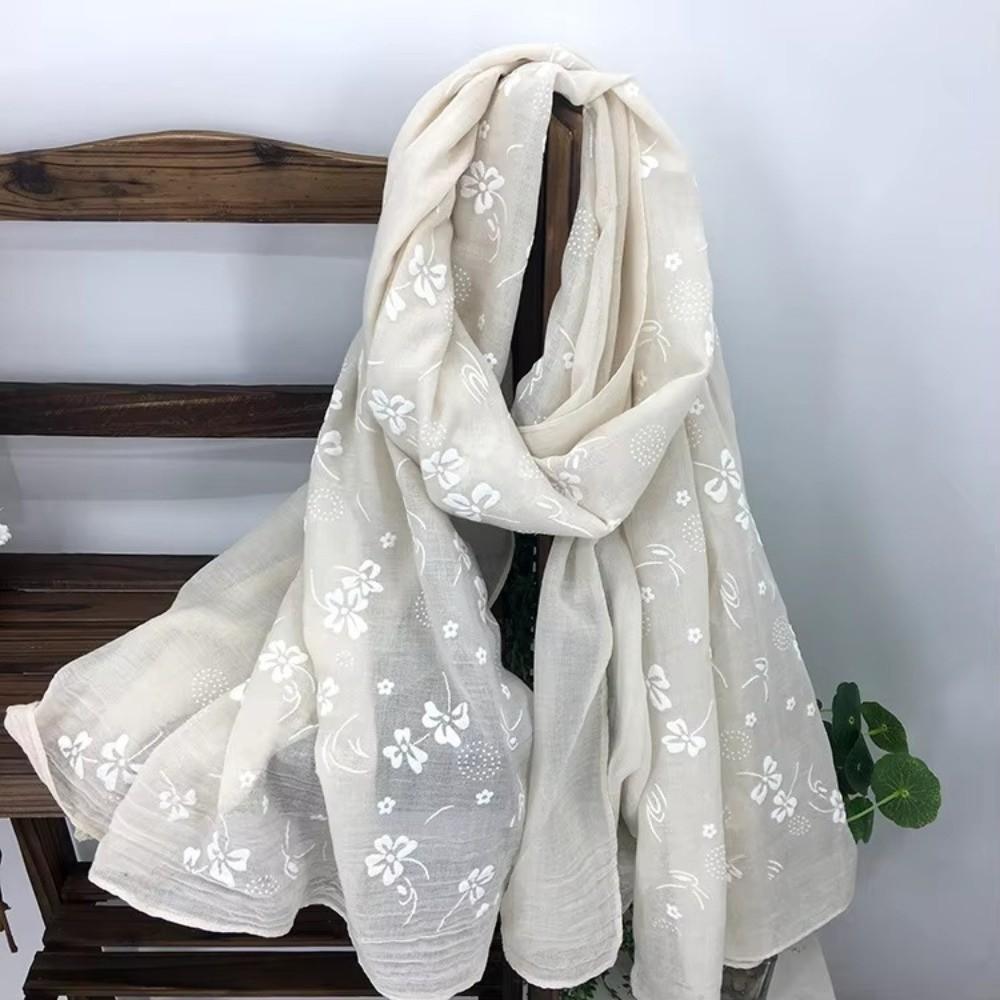 Retro Foulard Hijab Elegant Shawls Wraps Literary Female Headscarf Spring Summer Autumn for Women