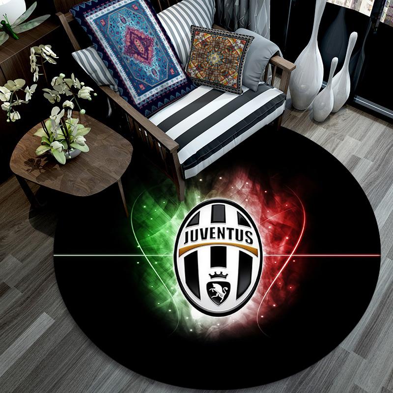 Juventus Football Club Round Area Rug,Carpet Rug for Living Room Bedroom Sofa Playroom Decor,Non-slip Floor Mat