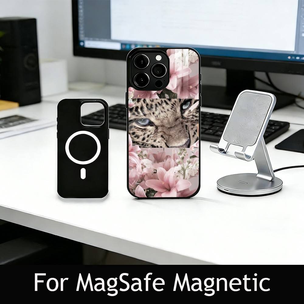 Fashion leopard print Phone Case For iPhone17,16,15,14,13,12,11 Plus,Pro Magnetic For Magsafe Wireless Charging