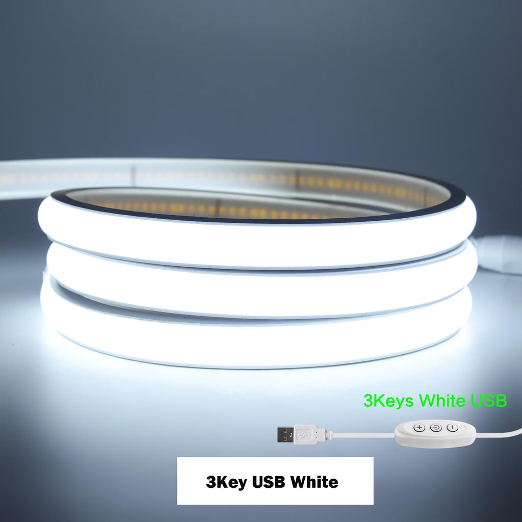 5v Dimmable COB LED Strip USB Dimmer Switch Touch White Natural Warm High Density Flexible Ribbon Tape 320LED/M Room Night Light