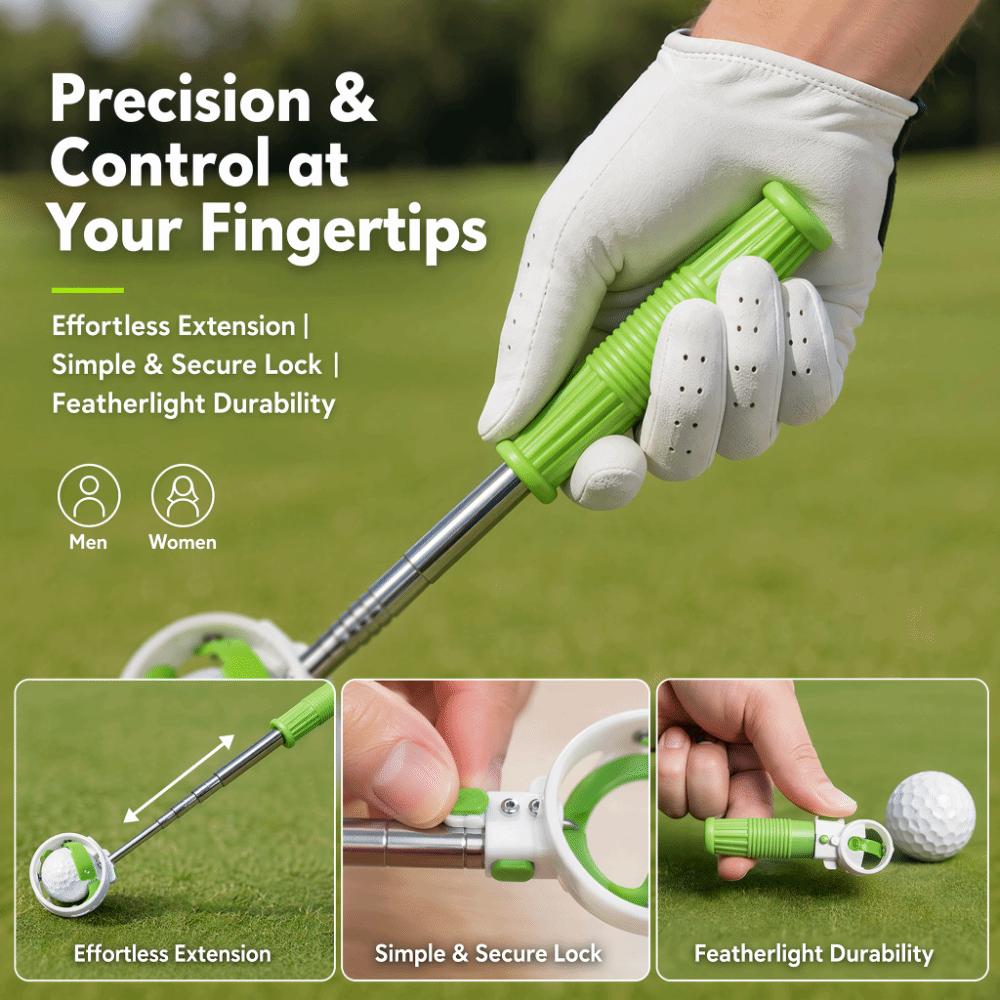 Locking Clip Golf Ball Retriever Double Ring Head Golf Ball Grabber Practice Use