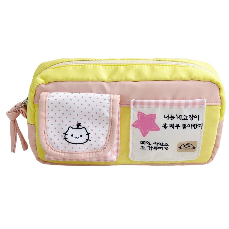 Wear Resistant Canvas Pencil Pouch Large Capacity Lightweight Stationery Organizer for Student School Art Study