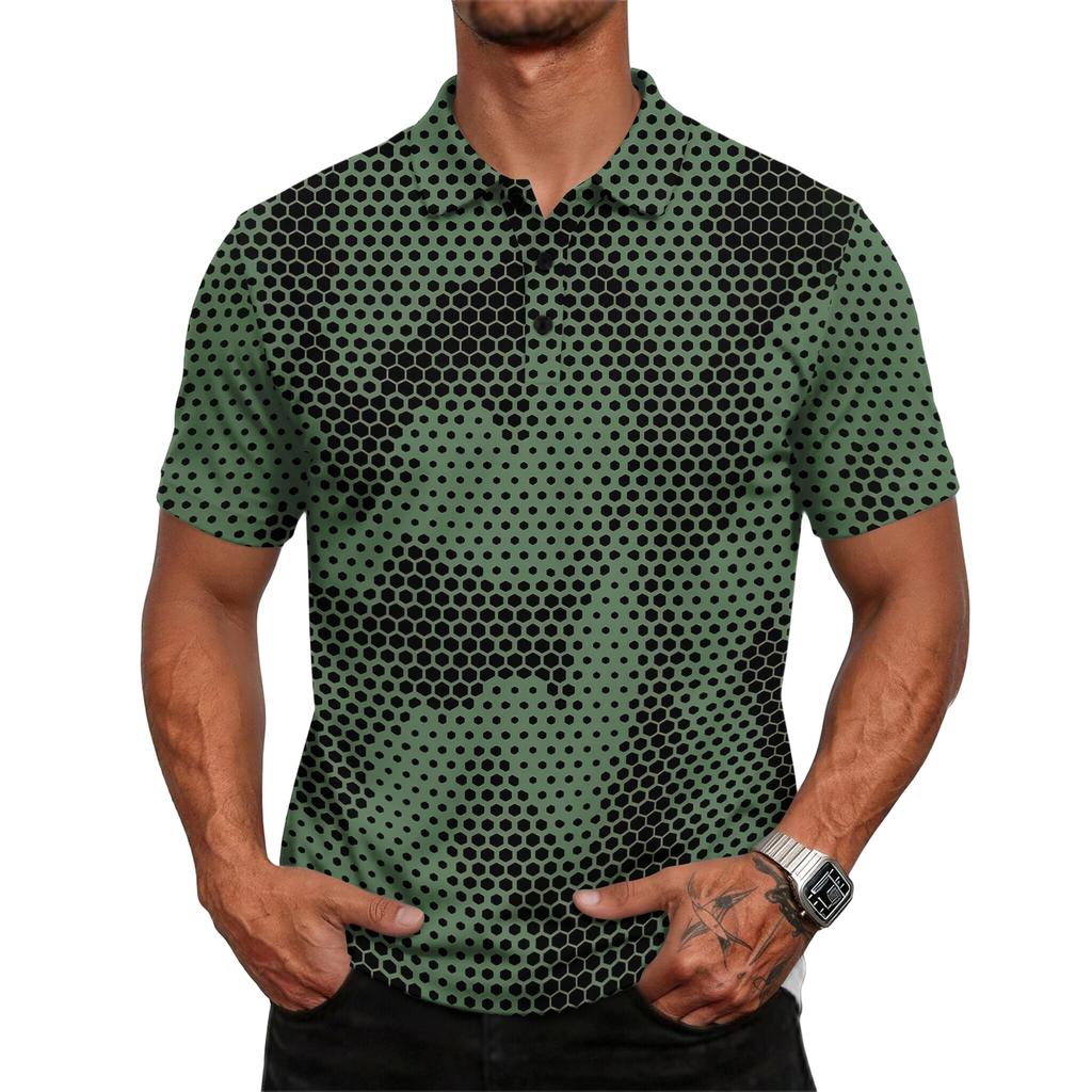 Men's casual loose-fitting fashionable camouflage pattern printed short-sleeved T-shirt top