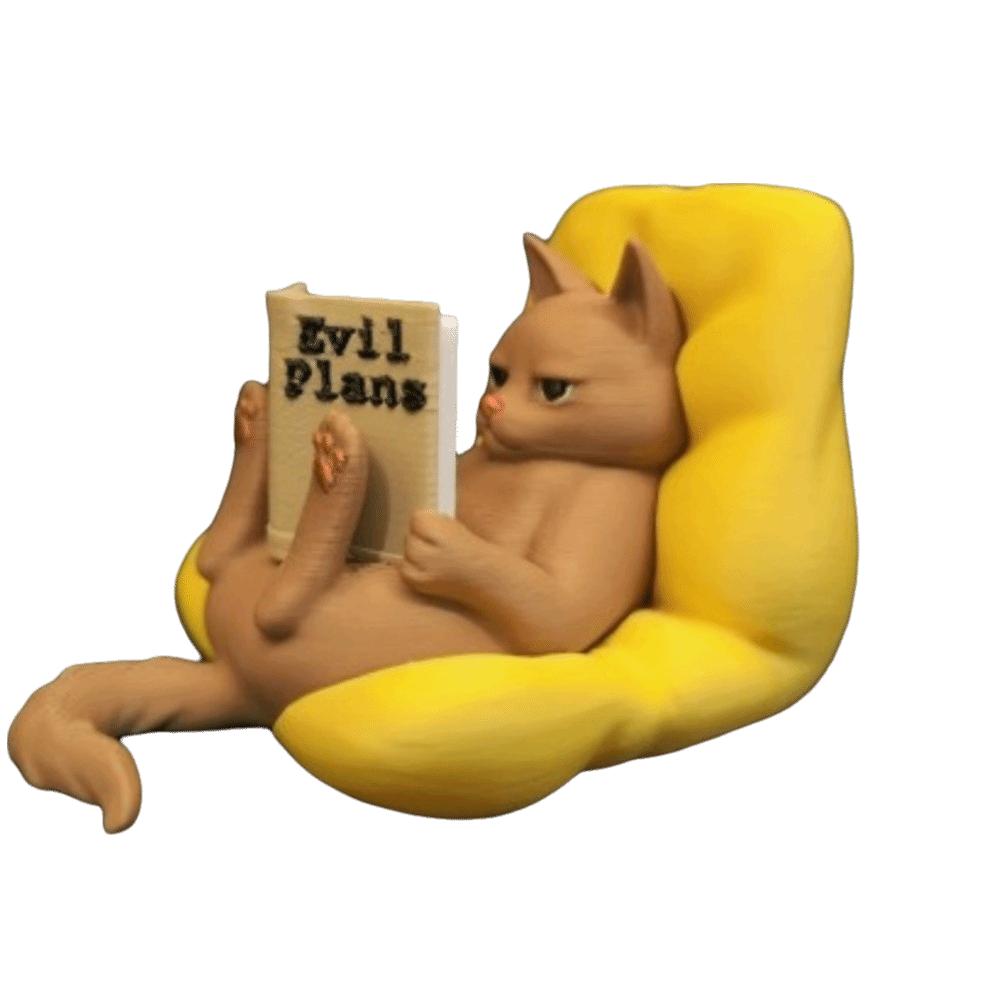 

Поза ленивого кота Фигурка кота, читающего книгу 3D-печатные кошачьи украшения Настольная статуэтка Украшение для книжной полки Reading Cat