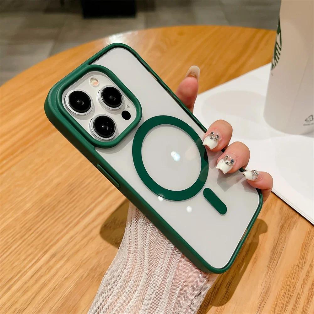 Luxury Shockproof Magsafe Wireless Charge Case for iPhone 15 14 Plus 13 12 Mini 11 Pro X XR XS Max Clear Magnetic Bumper Cover