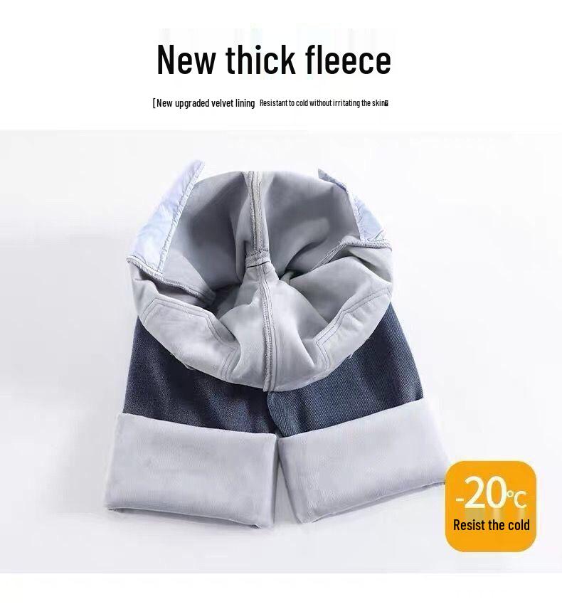 Women's Light Blue Fleece-Lined Wide-Leg Jeans - Winter New Straight-Leg Warm Pants for Students