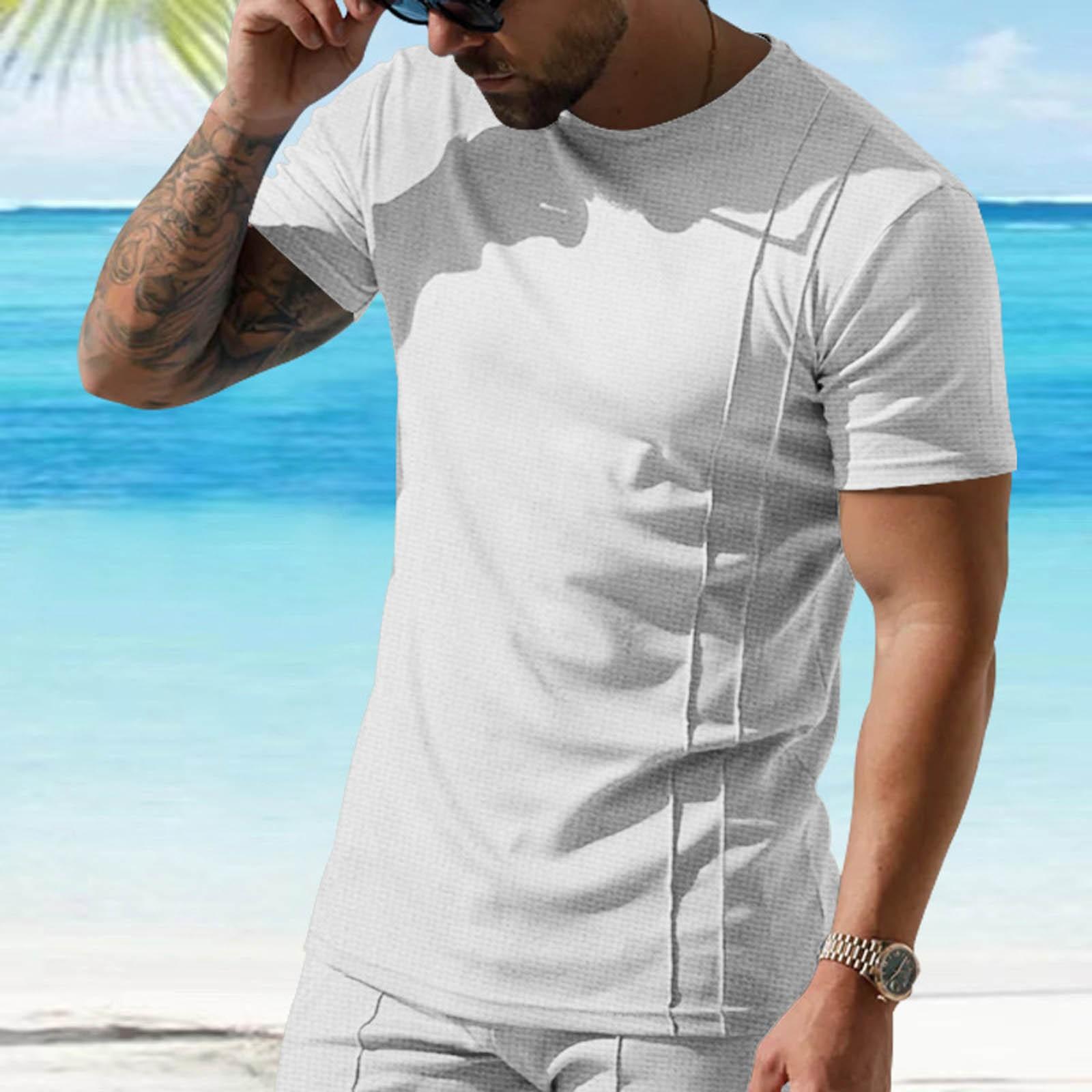 

Мужская летняя дышащая рубашка с короткими рукавами и культурой отдыха XL белый