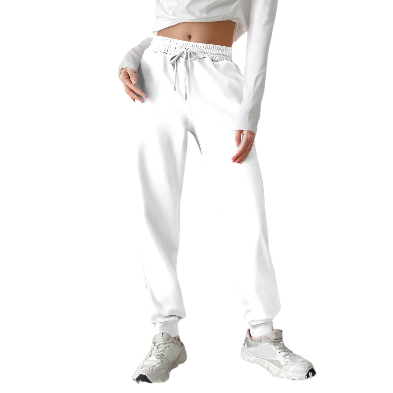 

Women s Fashion Sport Solid Color Drawstring Pocket Casual Sweatpants Pants XL білий
