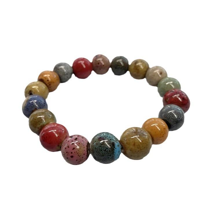 Flower Glaze Ceramic Bracelet, Retro Multi-colored Pottery Bracelet, Sweet Couple Men's and Women's Bracelet, Versatile Accessories