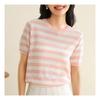 Navava Nk2013 Punching Stripe Round Neck Short Sleeve Knit