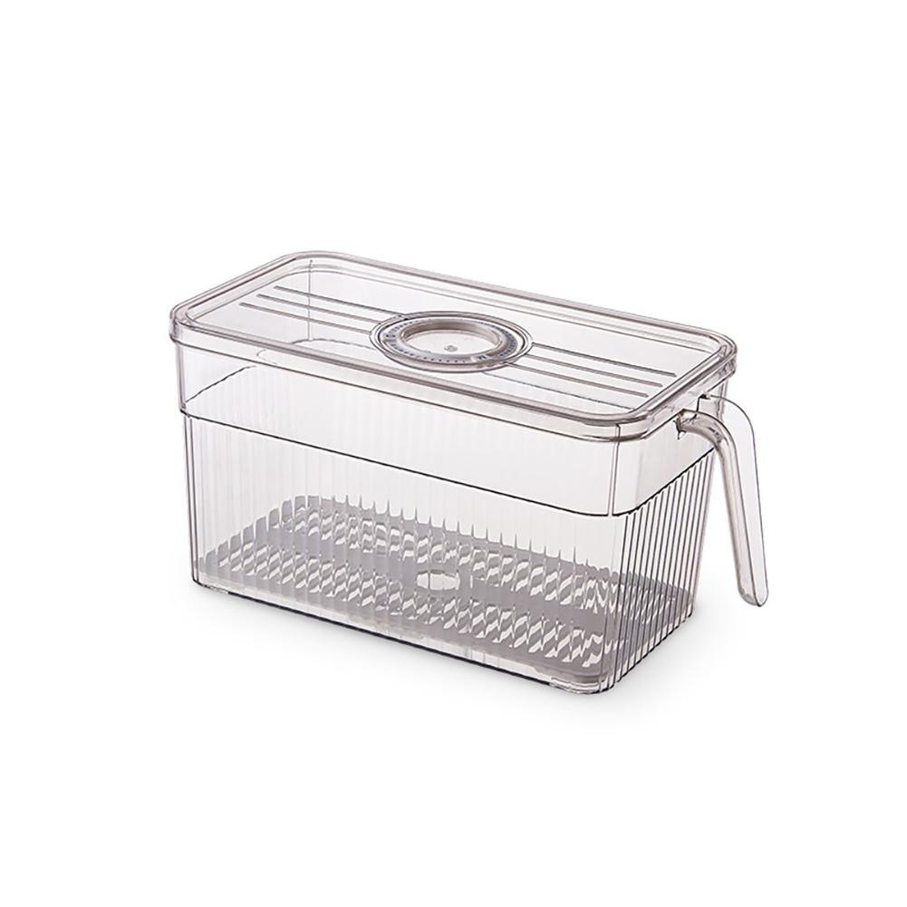 

Transparent Storage Box Large Capacity Timing Design Fresh-keeping Box Fruit Vegetable Crisper With Handle gray small #1