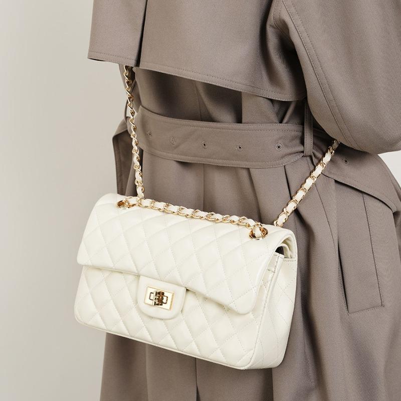 Borsa a tracolla in pelle di mucca a primo strato, catena in pelle di mucca, borsa quadrata piccola in pelle genuina, borsa a tracolla messenger, borsa con diamanti alla moda da donna