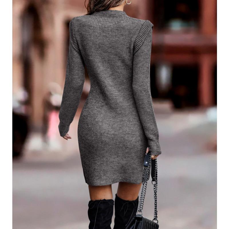 TIFICY Women's Fashion Casual Fall Winter Solid Color Print Long Sleeve O-Neck Sweaters