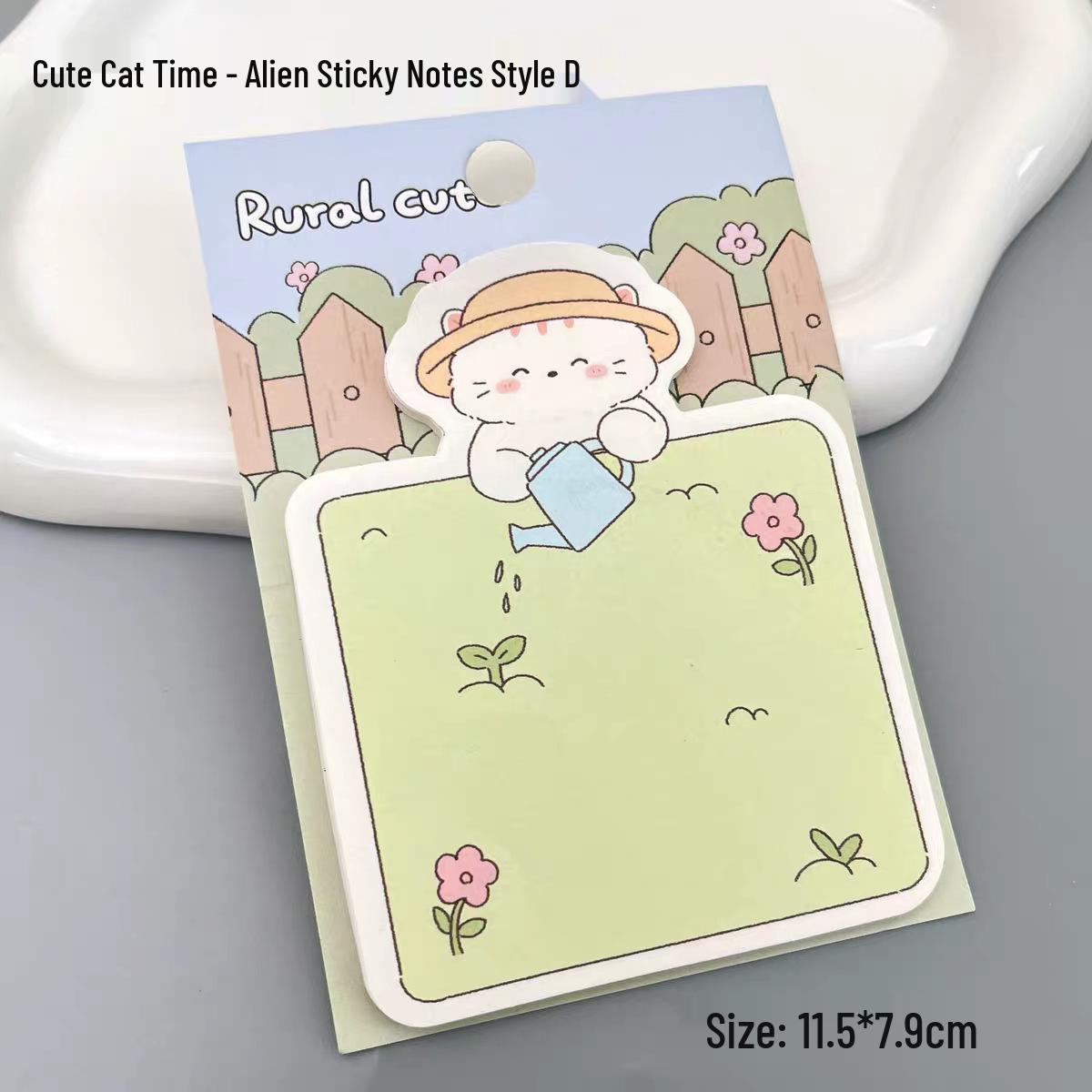 Cute Cartoon Meow Time Paradise Sticky Notes - High Aesthetic, Reusable Memo Pads