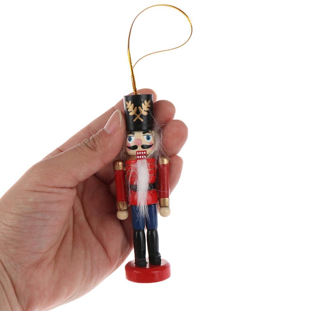 6pcs/set Figurines Soldier Puppet Pendant Painted Nutcracker Doll Nutcracker Puppet  Car Pendant