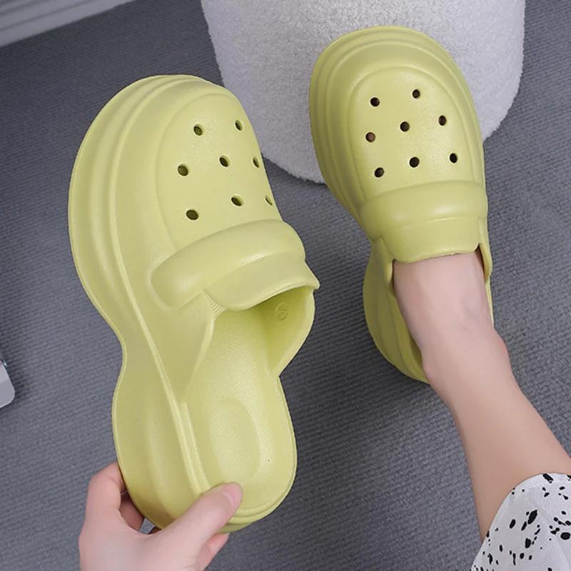Fashion White Eva Platform Clogs Women Thick Sole Closed Toe Slippers Woman Summer Beach Sandals Non Slip Garden Slides Shoes for Ladies