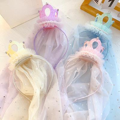 Prinzessin Mädchen Haarband Süße Krone Squein mit Mesh Haarband für Kleinkind Mädchen Geburtstag Party Baby Kopfbedeckung Haarschmuck