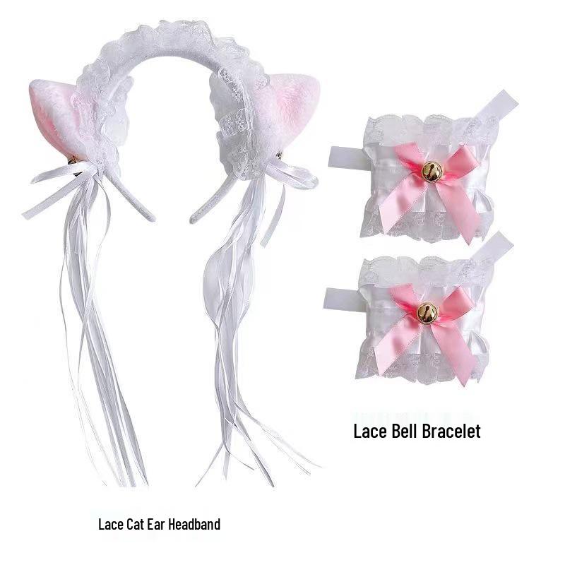 Cat Ear Bell Headband & Choker Set with Tail - Halloween Party Accessories