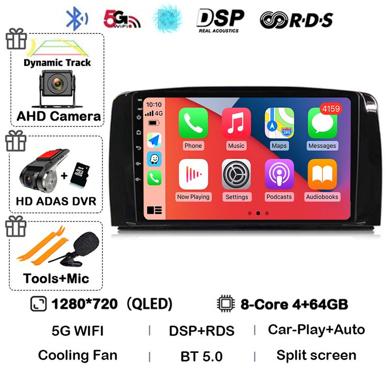 Android 14 Carplay For Mercedes Benz R-Class R Class W251 R280 R300 R320 2005-2017 Car Radio Multimedia Video Player GPS Stereo