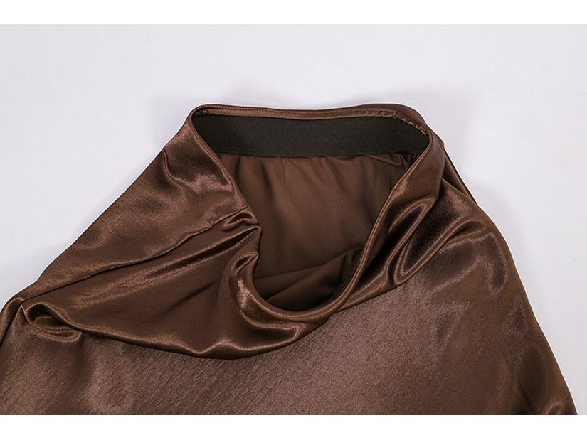 Fei Yuan Women's Satin A-line Drape Skirt, Lace-lined, Solid Color, Early Spring 2026 Fashion Arrival