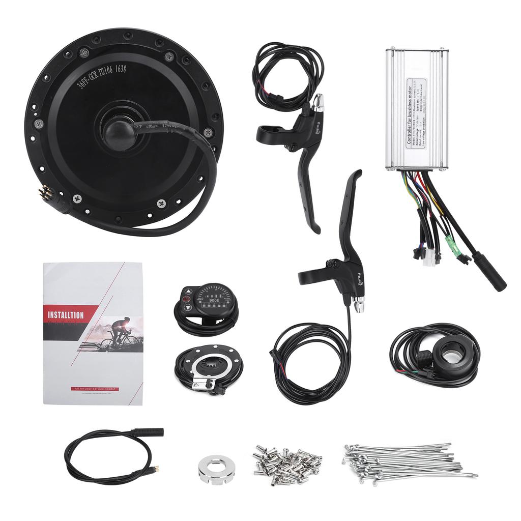 Electric Bicycle Conversion Kit 36V 500W Rear Wheel Hub Motor Set with KT‑900S Display Meter for 12G Wheel