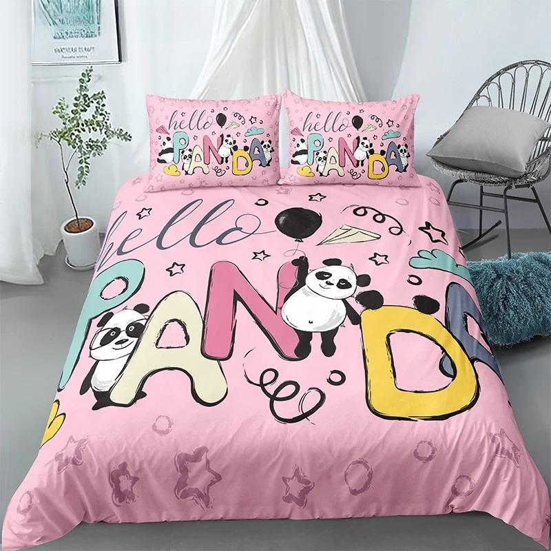 Panda Printed 2/3pcs Bedding Set Bamboo Duvet Cover for Adult Child Bedclothes and Pillowcases Comforter Covers Bed Sets King
