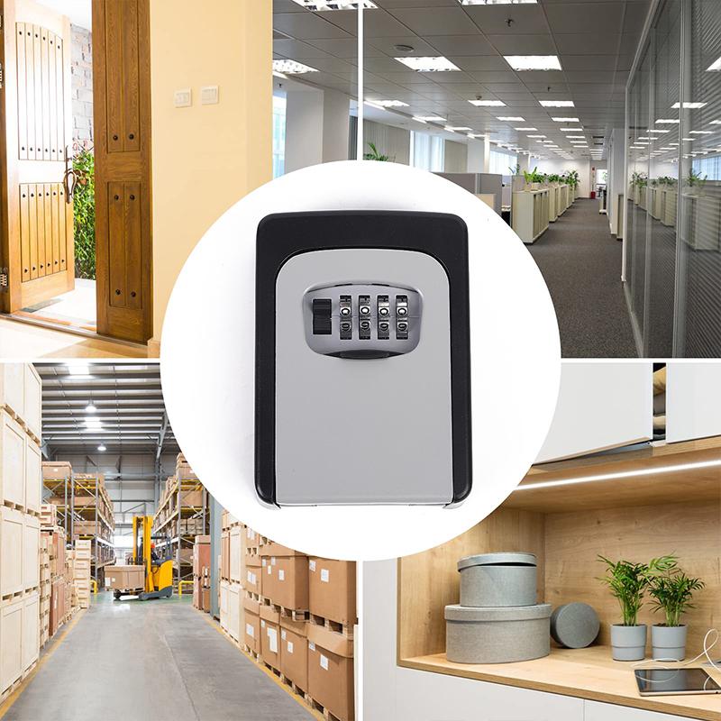 Zinc Alloy Material Wall Mount Key Lock Box 4 Digit Password Code Security Lock Home Office Key Safe Secret Storage Box