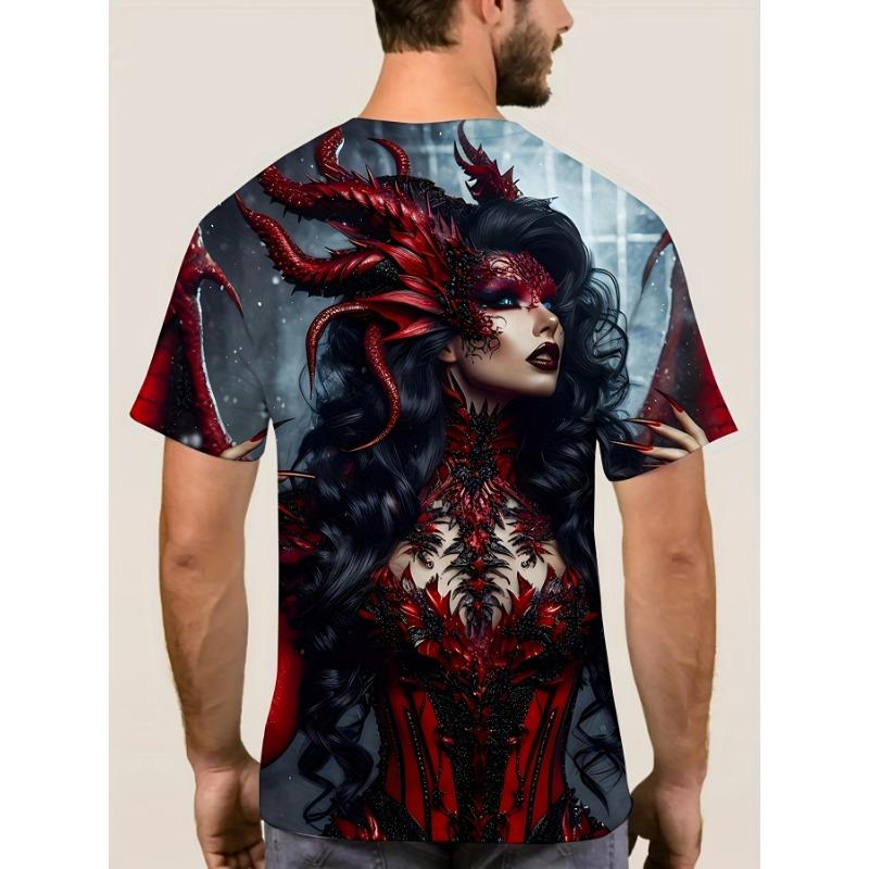 Men's 3D Unicorn & Glowing Stars T-Shirt - Full-Body Black & Golden Print, S
