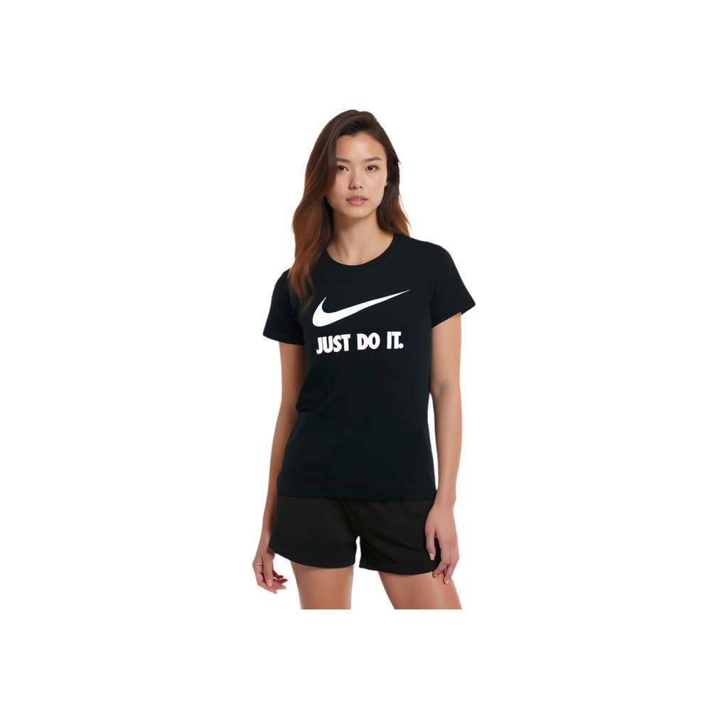 Nike Logo Letter Print Round Neck Knitted Running Sports Training Casual Breathable Short Sleeve T-Shirt Women T-Shirt Black CW3177-010