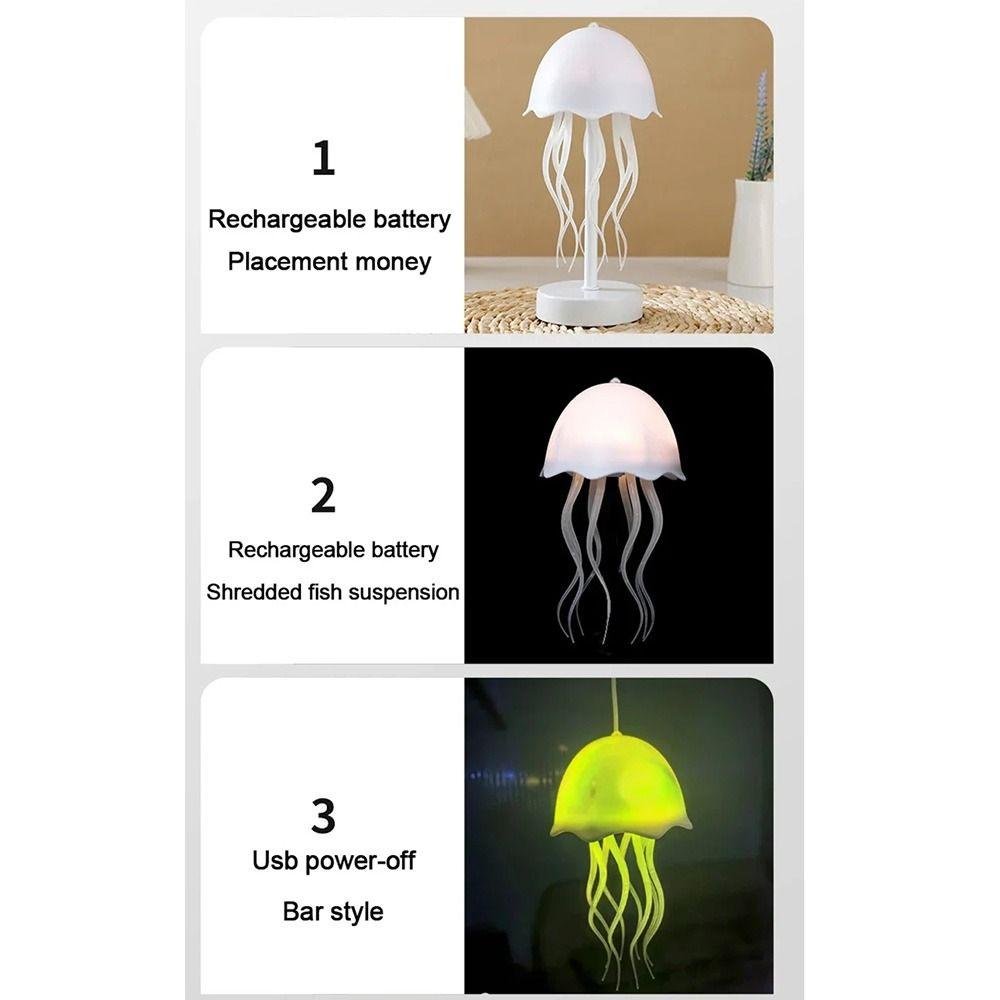 Adjustable 3D Floating Jellyfish Lamp Cartoon Jellyfish Table Lamp  Bedroom Decor