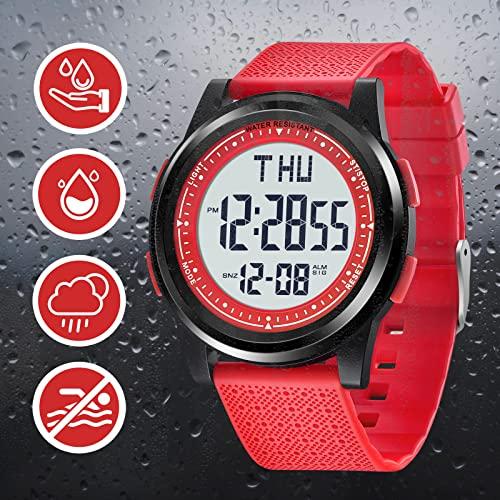 Men's Digital Sports Watch, Ultra-Thin, Simple Design, Unisex, Waterproof, Multi-Function, Date/Day/Alarm/Stopwatch, LED Light, Time Zone Switching, S
