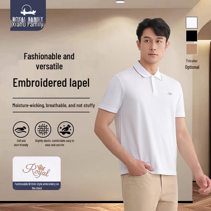 

Xiahushijia Men s Lyocell Blend Embroidered Pique Polo Shirt 488M 5XL