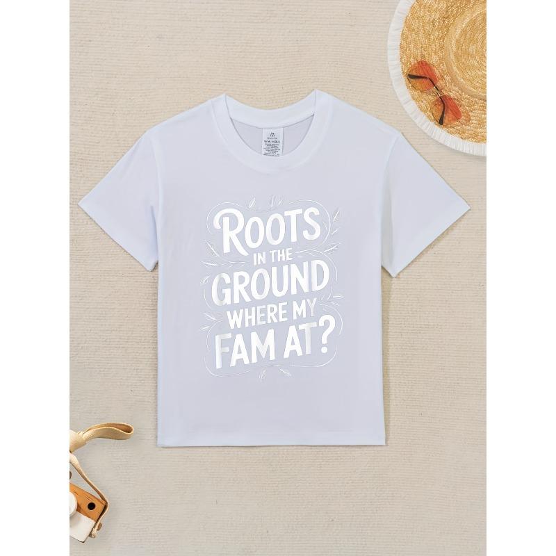 

European sizes Family Reunion Graphic T-Shirt - Black with White Lettering & Tree Design, Short Sleeve Round Neck Casual Playwear for Boys & Girls 98cm белый