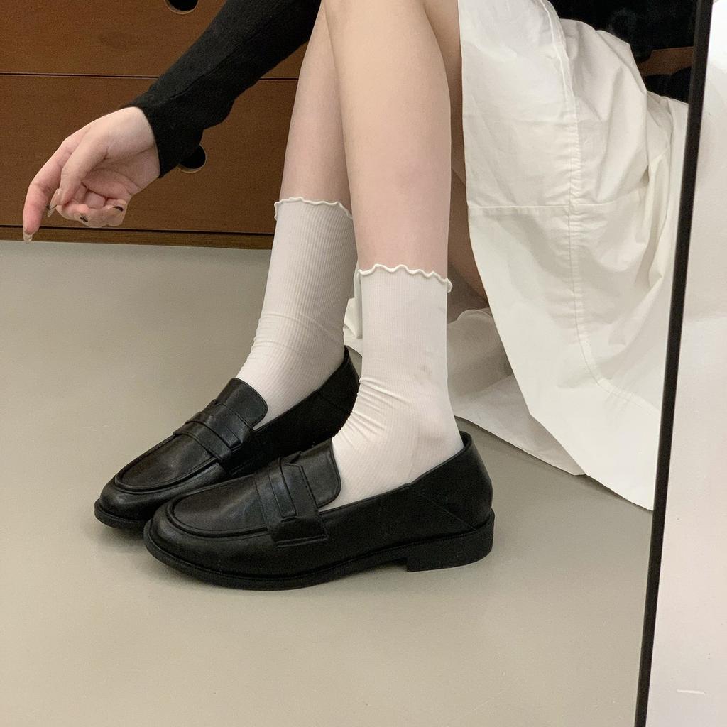 THEDOUDOU retro versatile small leather shoes women's British style 2025 Korean version student low-heeled fashion loafers