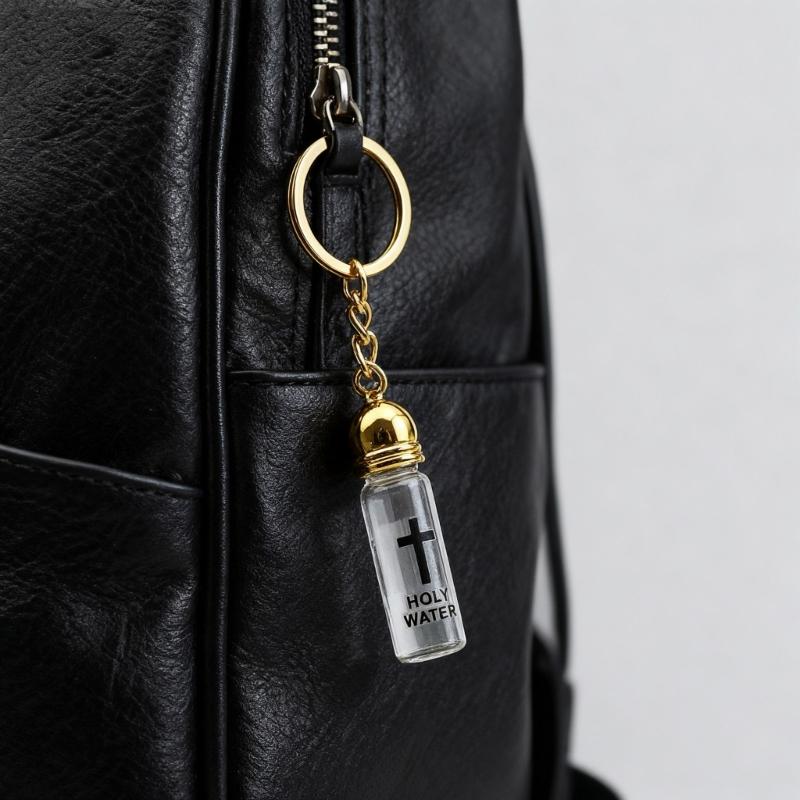 6 Units Glass Crucifix Keychain Watertight Vessel With Reinforced Carabiner Multipurpose Use For Home Or Travel