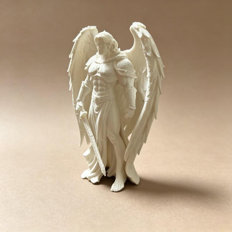 3D Printed Small Winged Male Angel Ornament Figurine White Statue With Stable Base For Home Decor