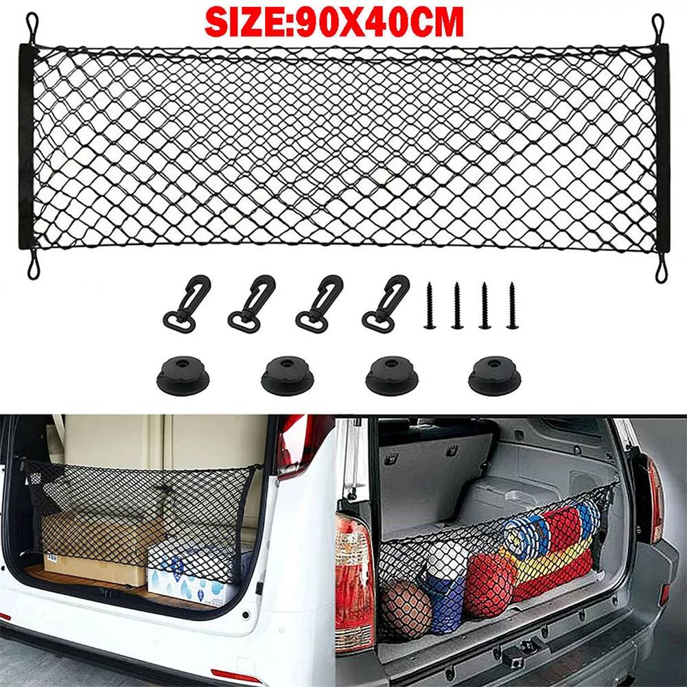 Car Trunk Storage Net Bag Cargo Luggage Storage Net Luggage Fixed Net Elastic Mesh Hanging Storage Net Pocket Stowing Tidying