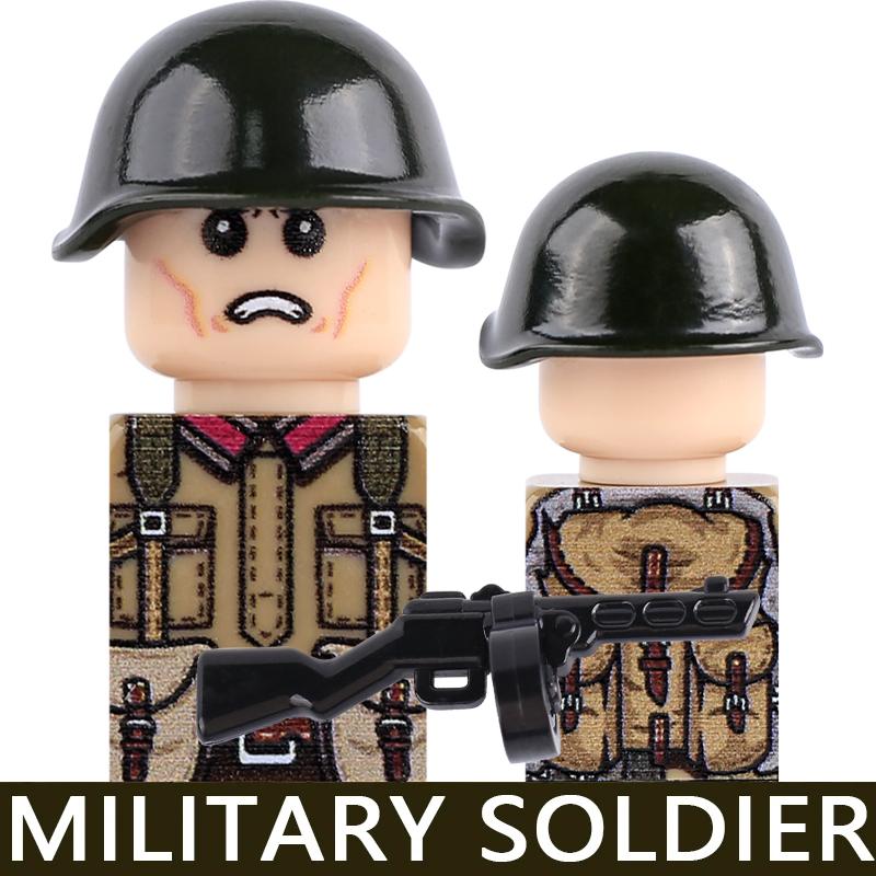 WW2 Military Soldier Figures Building Blocks Army Japanese Warrior Medical Nurse Officer Infantry Helmets UV Printed Bricks Toys