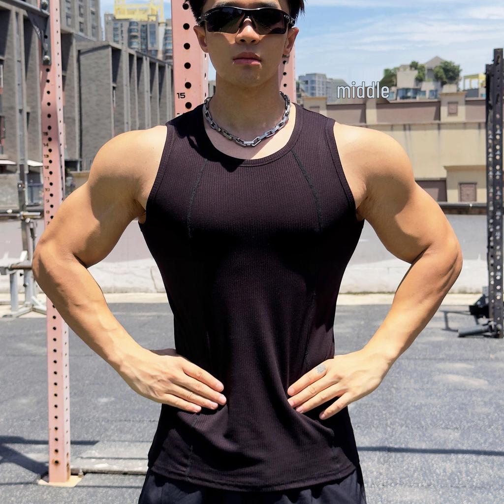 Herren Slim Fit Schnelltrocknendes Tanktop für Radfahren & Laufen
