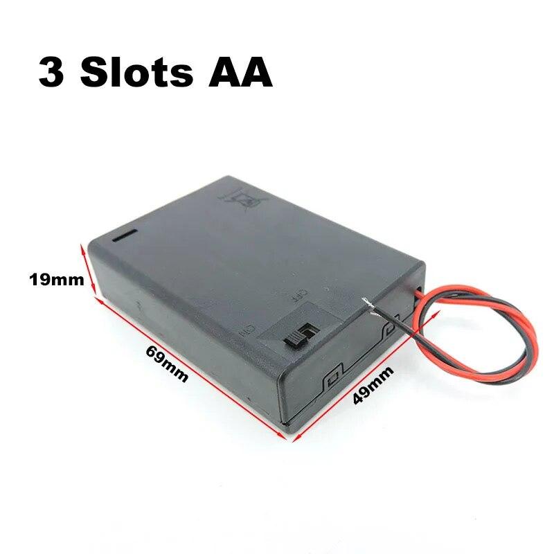 5pcs 2/3/4 Slot AA AAA Battery Holder 1.5V/3V/4.5V/6V AA Battery Box with Leads Wires ON/Off Switch Screw Cap Case Back Cover