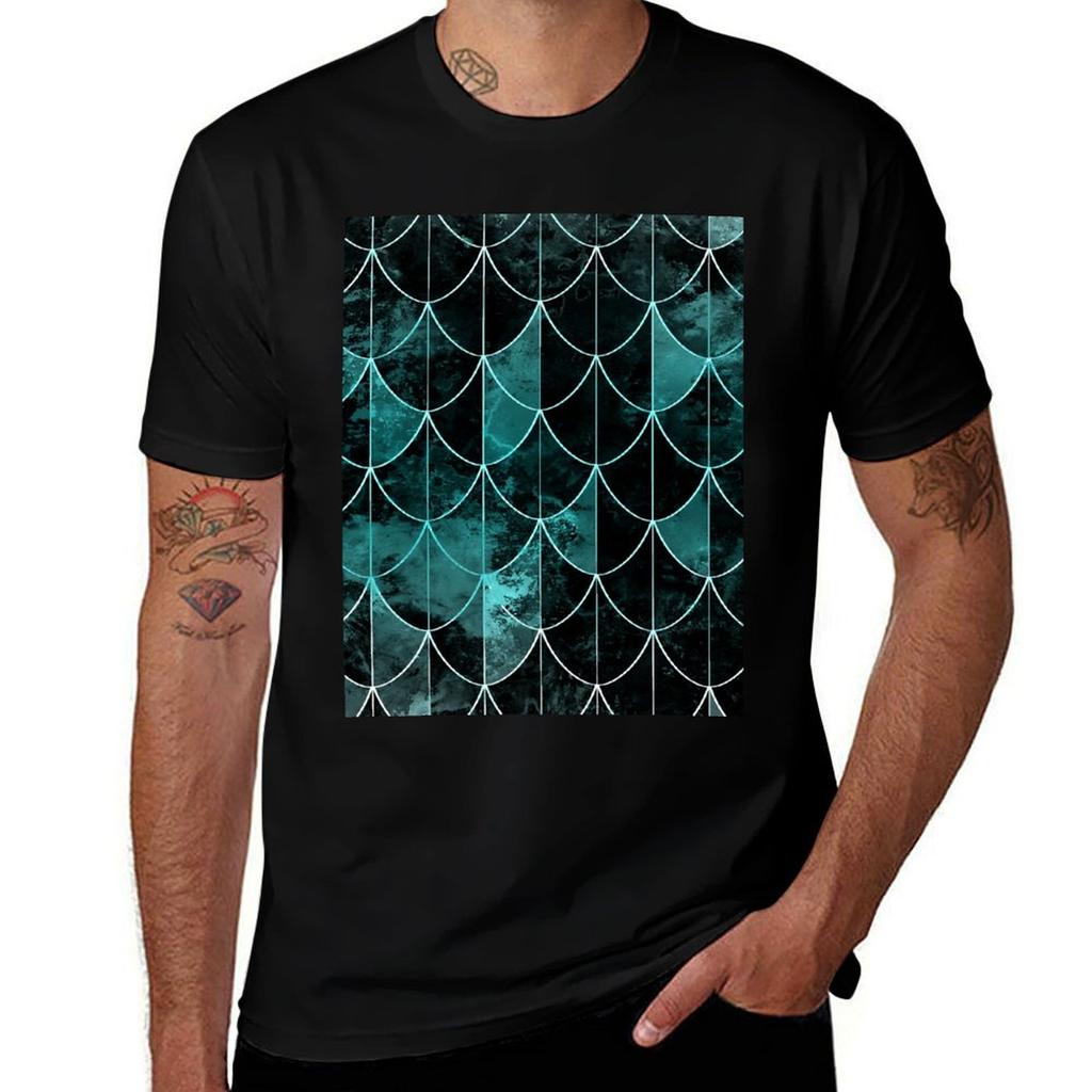Mermaid scales Mint and black TShirt Sporty Casual Quick Dry TShirt