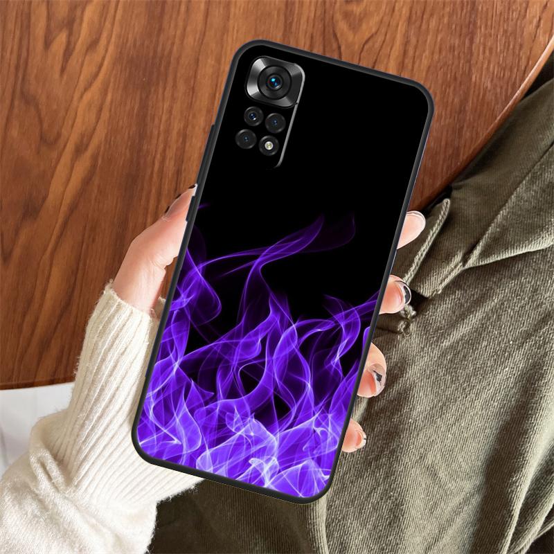 Blue Red Flame Fire Case For Xiaomi Redmi Note 14 Pro 13 12 11 10 15 Pro Plus Redmi 15 C 13 10C 12C 14C 13C Cover
