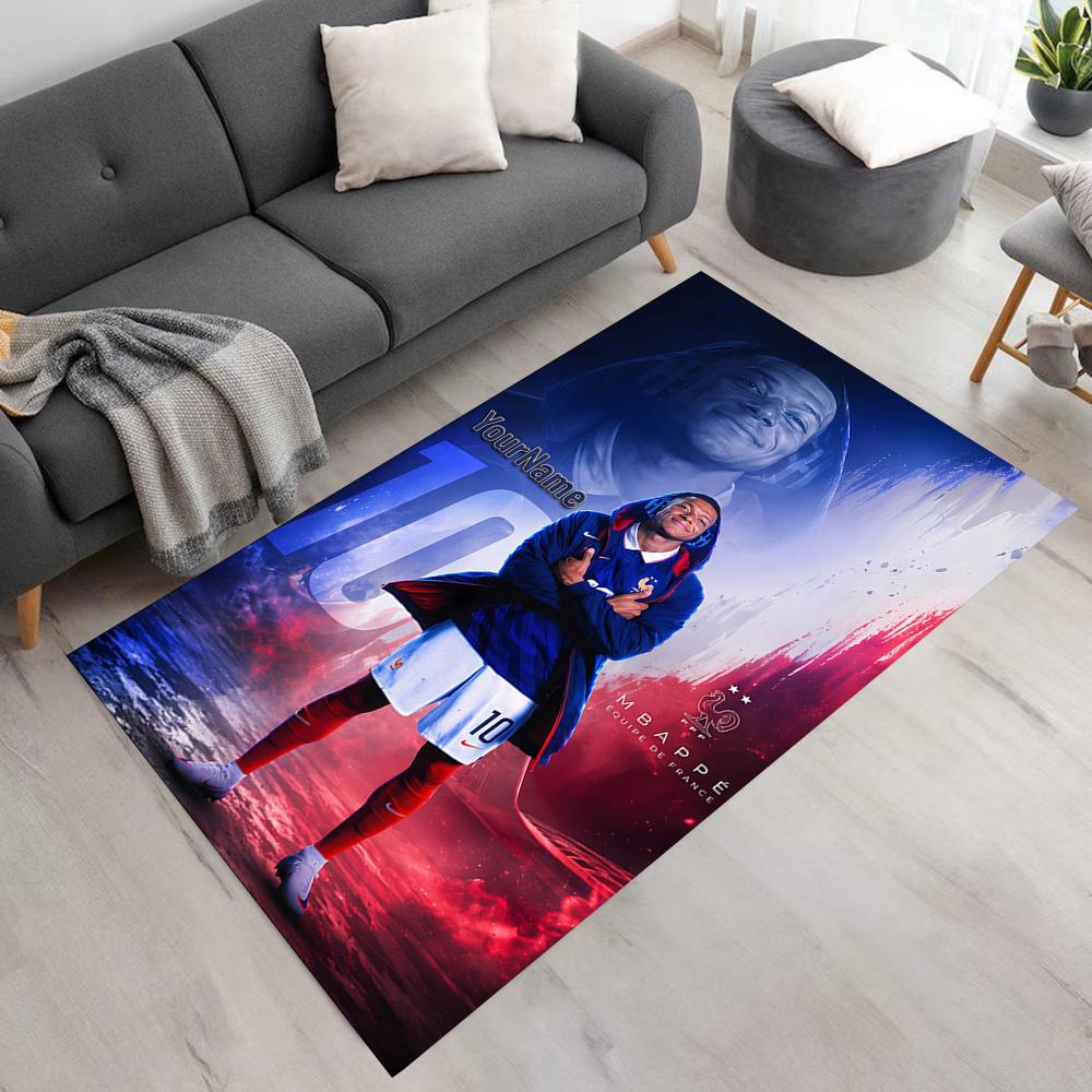 Mbappe Personalized Text Floor Rug Office Rug Design for Foyer Outdoor Balcony Bedrooms Anti-slip Rug Decorate Offices
