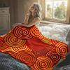 Concentric Circles Orange Flannel Blanket Perfect for Sofa Office Bed Travel Sleep Read Relax Camping Four Season Use