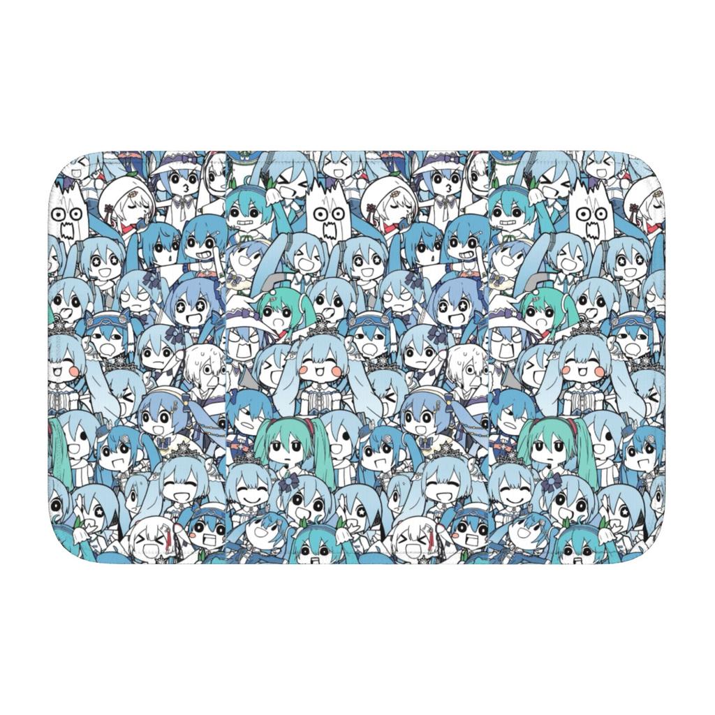 Hatsuned Mikues Cartoon Front Door Mat Anti-Slip Indoor Welcome Quick Dry Doormat Living Room  Entrance Rug Carpet Footpad