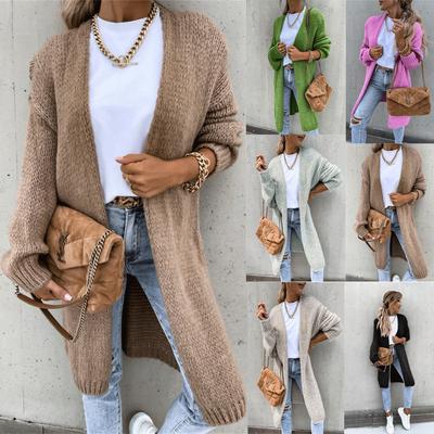 2026 New Women's Oversized Solid Color Cardigan - Autumn Winter Long Sleeve Draped Knit Wrap, Cozy Loose Fit Open Front Sweater Coat Layer