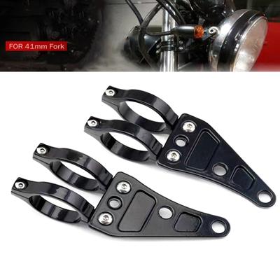 Motocicleta Preto 41mm Grampos de Sinal de Volta Suporte de Montagem de Farol Garfo Ear Chopper Cafe Race Preto Universal