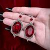 Viktorianische Gothic Schwarz-Rot Kristall Ohrringe