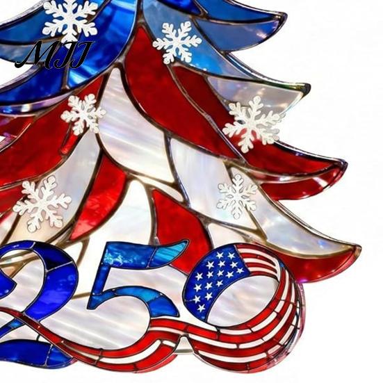 Clear Acrylic Commemorative Art 250 Anniversary USA Christmas Ornament, America Years Patriotic Tree Unique Hanging Accessory Decoration, 1776-2026 2D
